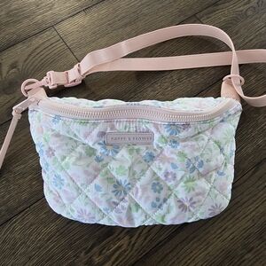 Poppy & Peonies Pastel Floral Quilted Crossbody Bag - Pink